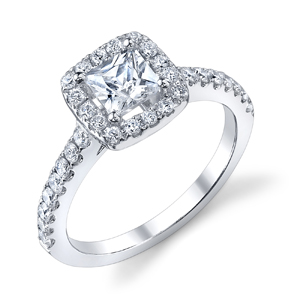 Princess cut halo wedding rings