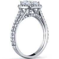 Cushion Cut Halo Ring With ...
