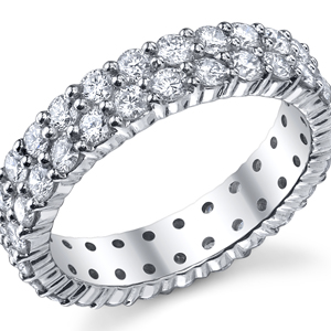 18k White Gold Double Row Eternity Band t.w. approx 2 Ct.