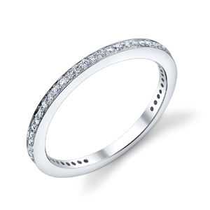 18k White Gold Bright Edge Wedding Band t.w. approx .12ct