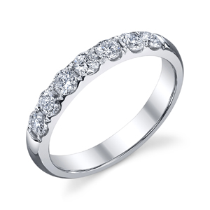 18k White Gold 7 Stone Diamond Wedding Band t.w. approx 1ct  Available t.w. 1/4ct to 1ct