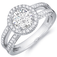 Blythe round-cut diamond with open diamond studded band by Eternity (.55 ctw.)