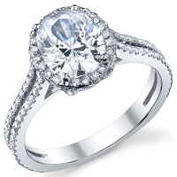 Joelle Oval Halo Engagement Ring With Split Shank