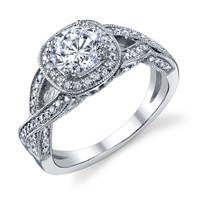 Claudia Twisted Band & Diamond Halo Ring With Milgrain (.38 ctw.)