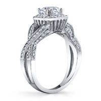 Claudia Twisted Band & Diamond Halo Ring With Milgrain (.38 ctw.)