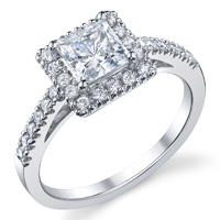 Princess Cut Halo Ring With Open Gallery